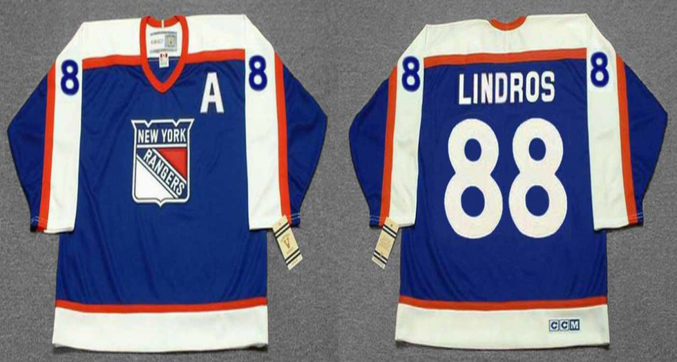 2019 Men New York Rangers 88 Lindros blue style CCM NHL jerseys